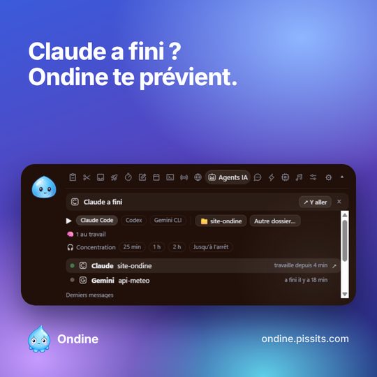Une notification d'agent IA dans l'île