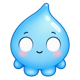 Ondine, une goutte d'eau bleue souriante